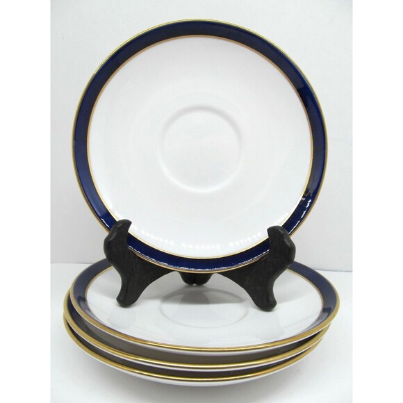 Spode Consul Cobalt Bone China 5 3/4" Saucers Set Of  4 Saucers - Picture 4 of 12
